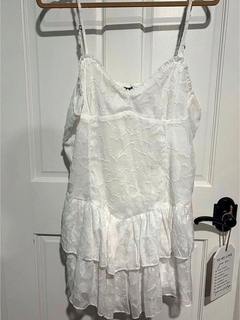 White Lace Tiered Mini Dress Like New
